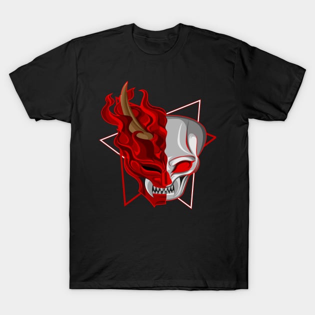 Half skull inside the mask of devil T-Shirt by DreamProject